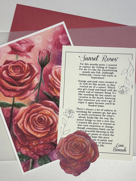 “Sunset Roses” August - fine art print